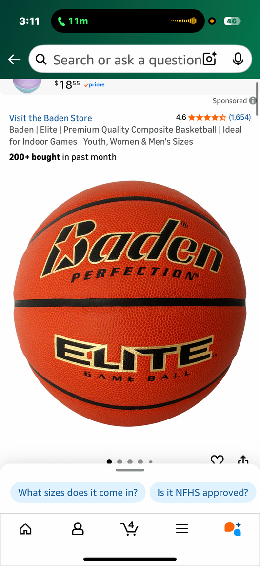Baden | Elite | Premium Quality Composite Basketball | Ideal for Indoor Games | Youth, Women & Men's Sizes