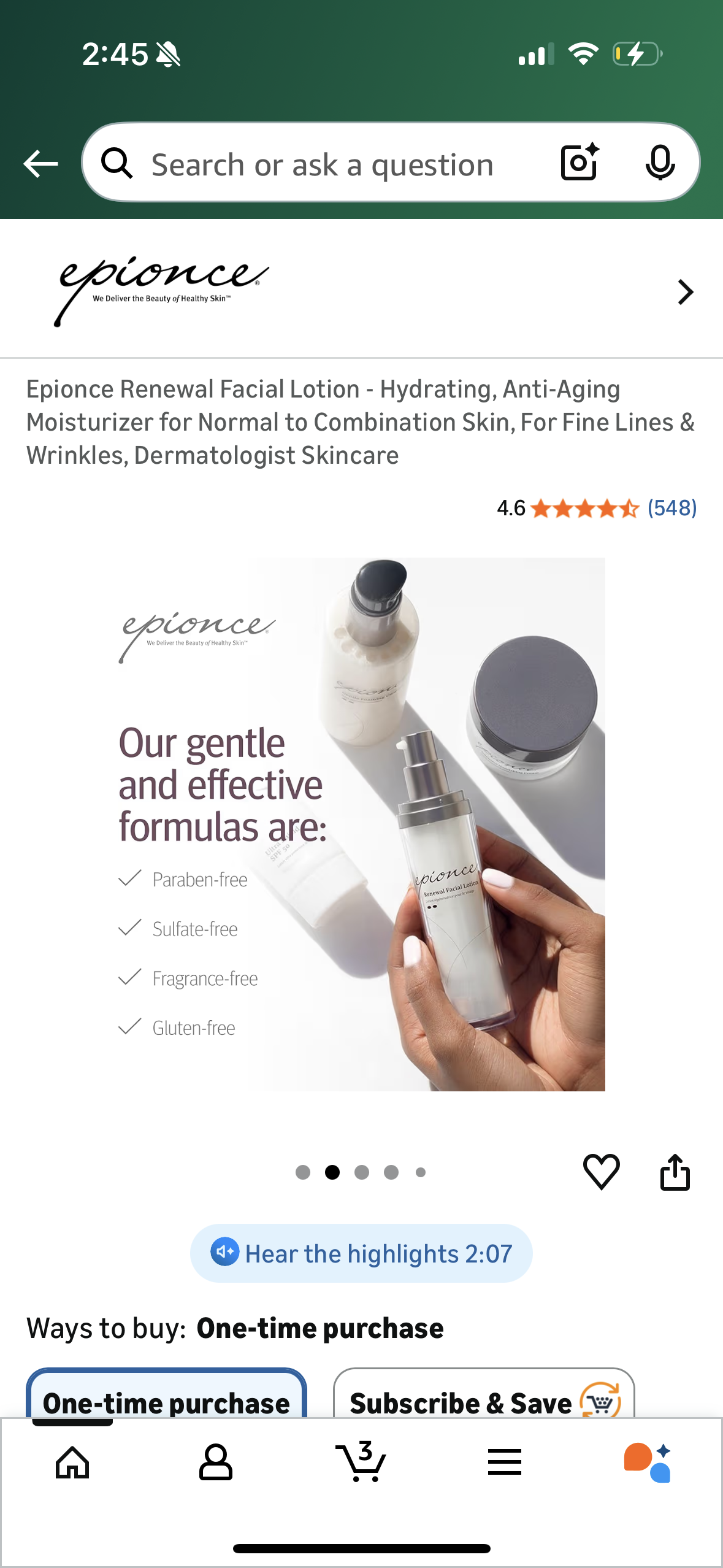 Epionce Renewal Facial Lotion - Hydrating, Anti-Aging Moisturizer for Normal to Combination Skin, For Fine Lines & Wrinkles, Dermatologist Skincare