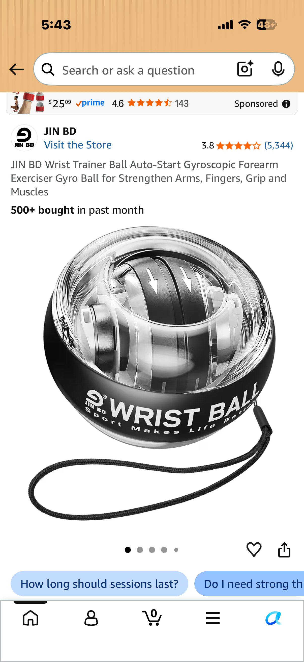 JIN BD Wrist Trainer Ball Auto-Start Gyroscopic Forearm Exerciser Gyro Ball for Strengthen Arms, Fingers, Grip and Muscles