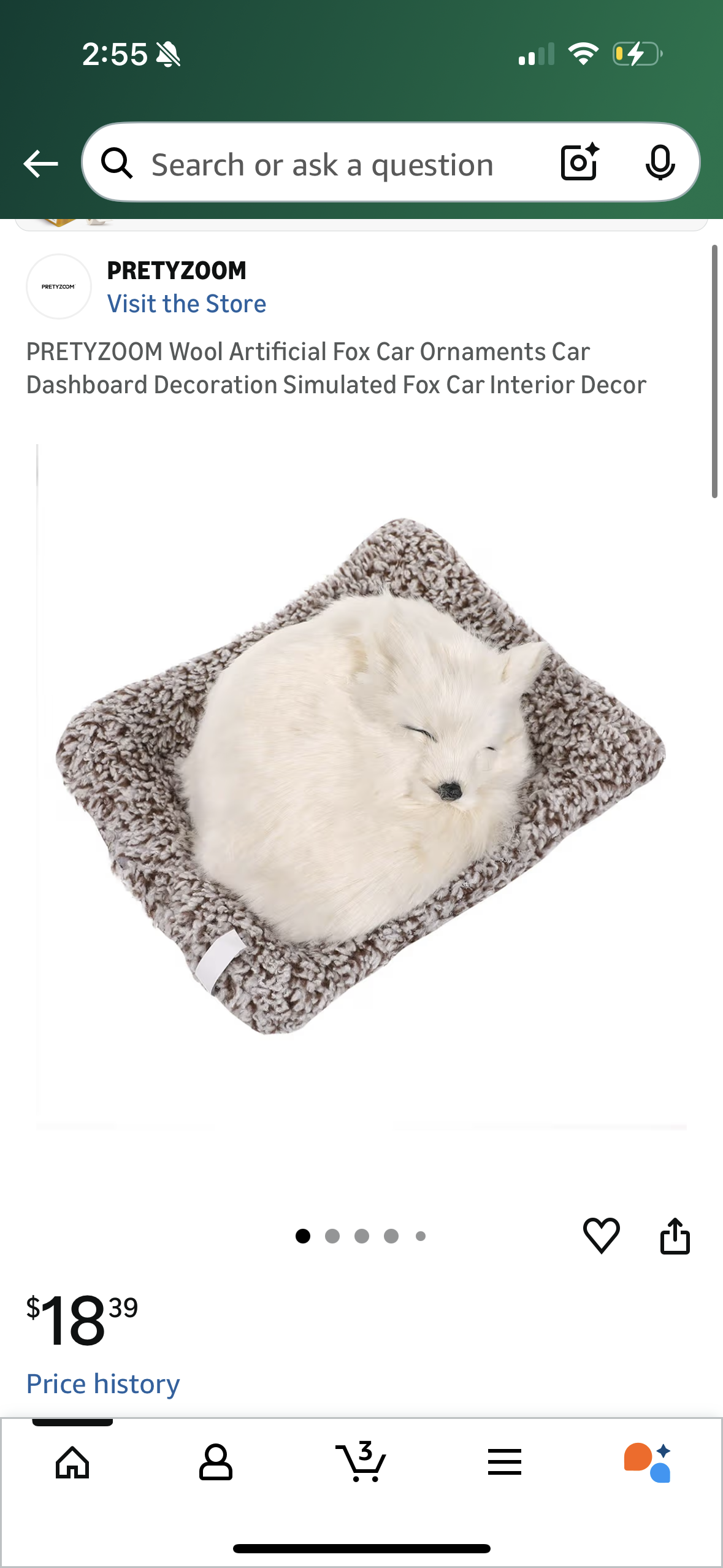 PRETYZOOM Wool Artificial Fox Car Ornaments Car Dashboard Decoration Simulated Fox Car Interior Decor