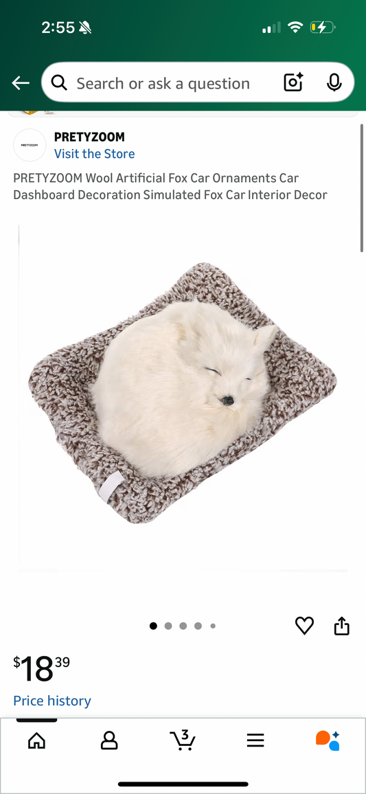 PRETYZOOM Wool Artificial Fox Car Ornaments Car Dashboard Decoration Simulated Fox Car Interior Decor