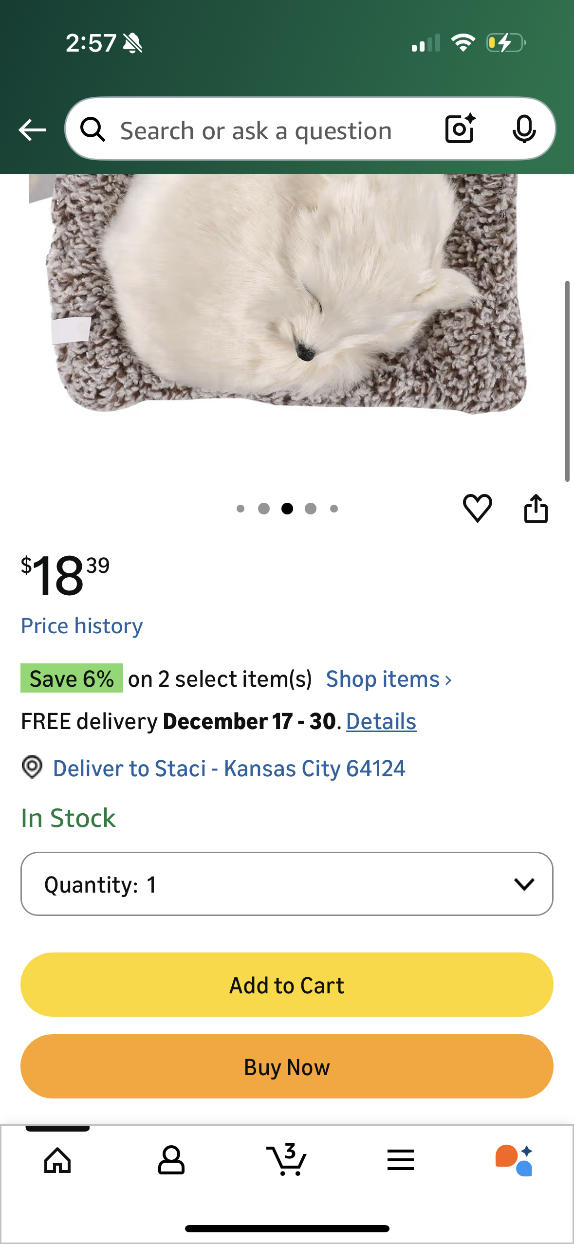 PRETYZOOM Wool Artificial Fox Car Ornaments Car Dashboard Decoration Simulated Fox Car Interior Decor