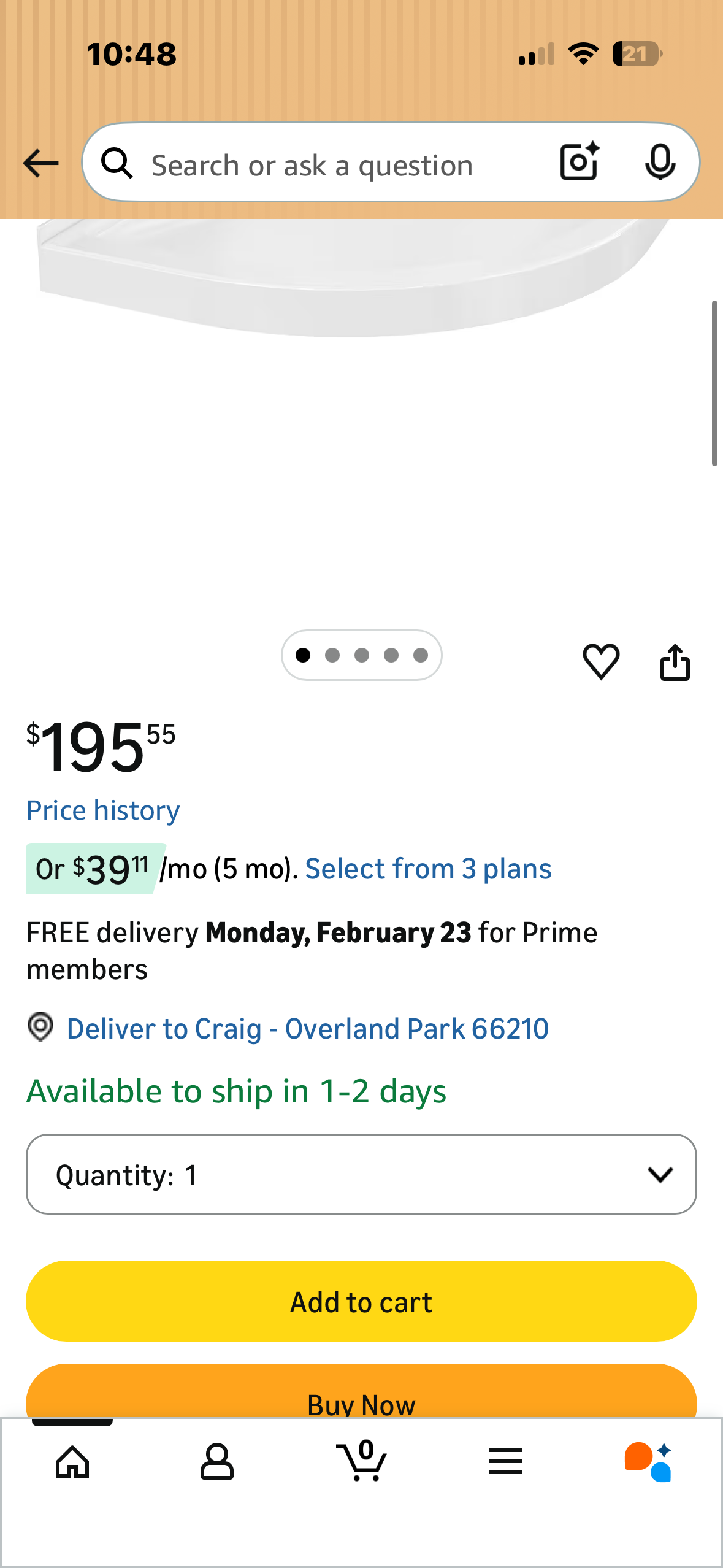 OVE 33”x33”x 4” Corner Shower Base with Standard Drain 15SBU -BEE233-WHTAC (B1214)