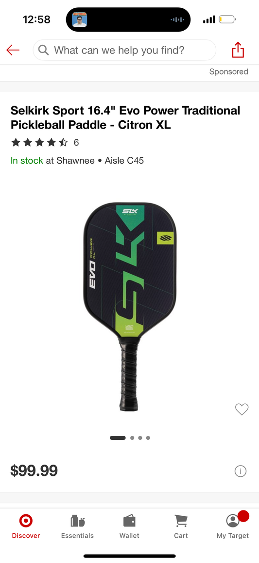 Selkirk Sport 16.4" Evo Power Traditional Pickleball Paddle - Citron XL