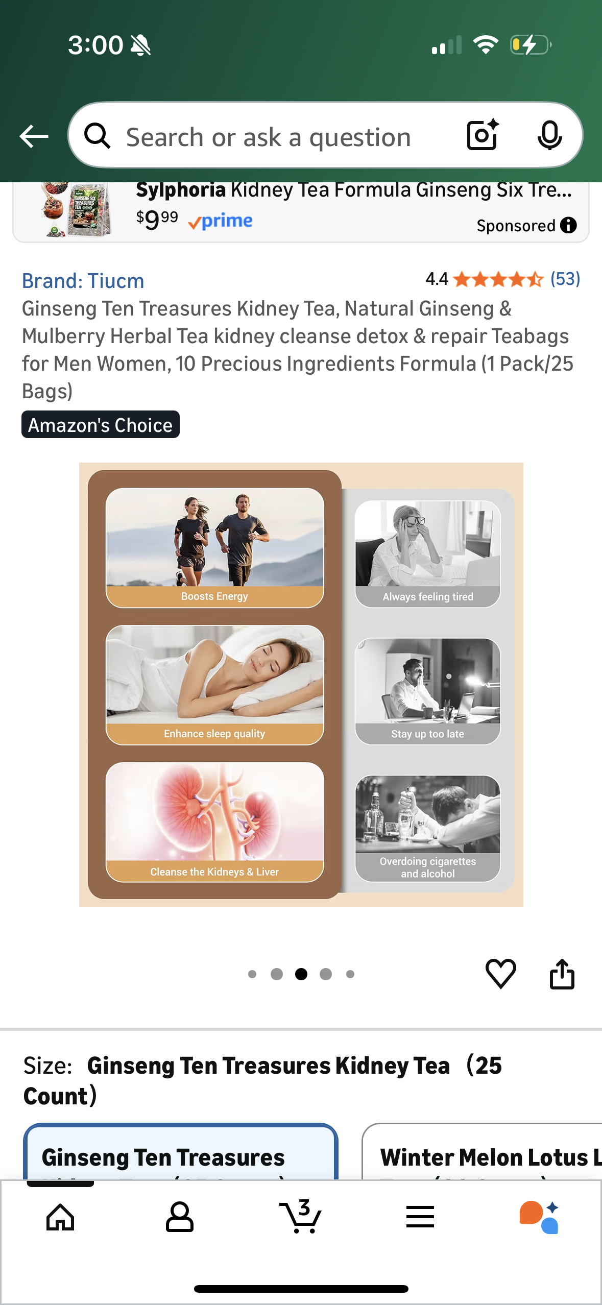 Ginseng Ten Treasures Kidney Tea, Natural Ginseng & Mulberry Herbal Tea kidney cleanse detox & repair Teabags for Men Women, 10 Precious Ingredients Formula (1 Pack/25 Bags)