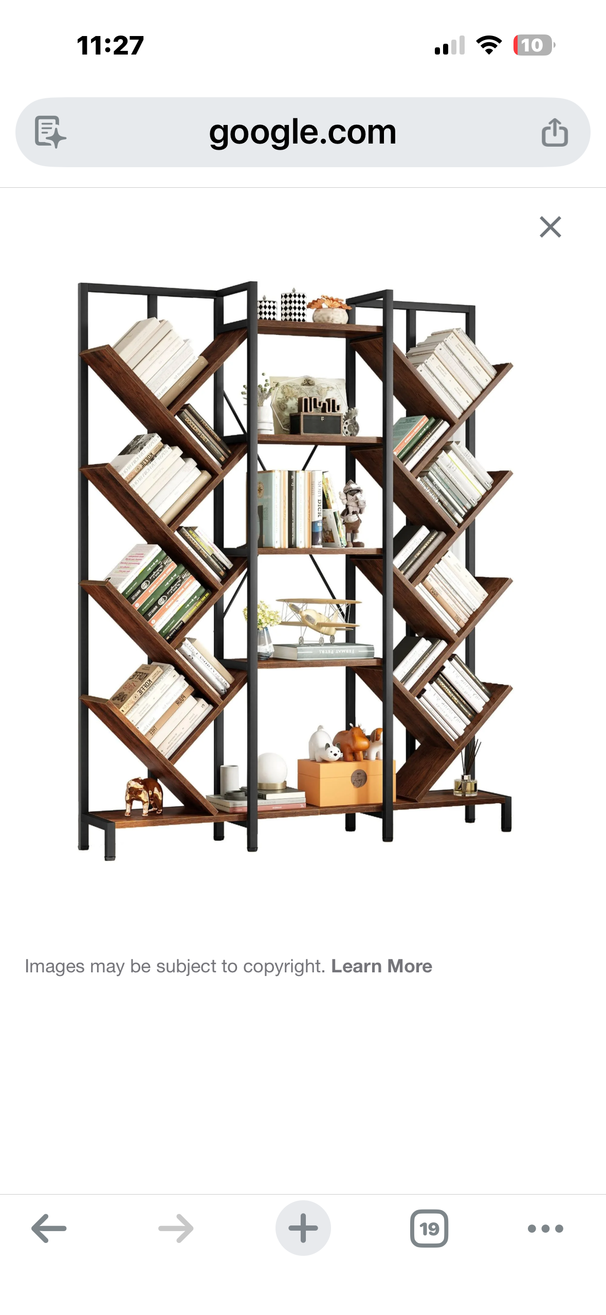 Moasis Wood 5-Tier Large Tree Bookshelf Industrial Open Etagere Bookcase - Black  (L1165)