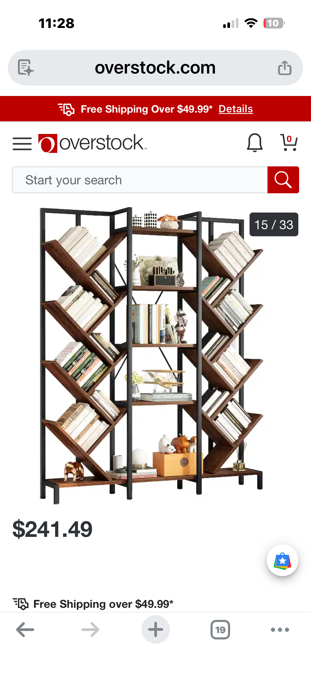 Moasis Wood 5-Tier Large Tree Bookshelf Industrial Open Etagere Bookcase - Black  (L1165)