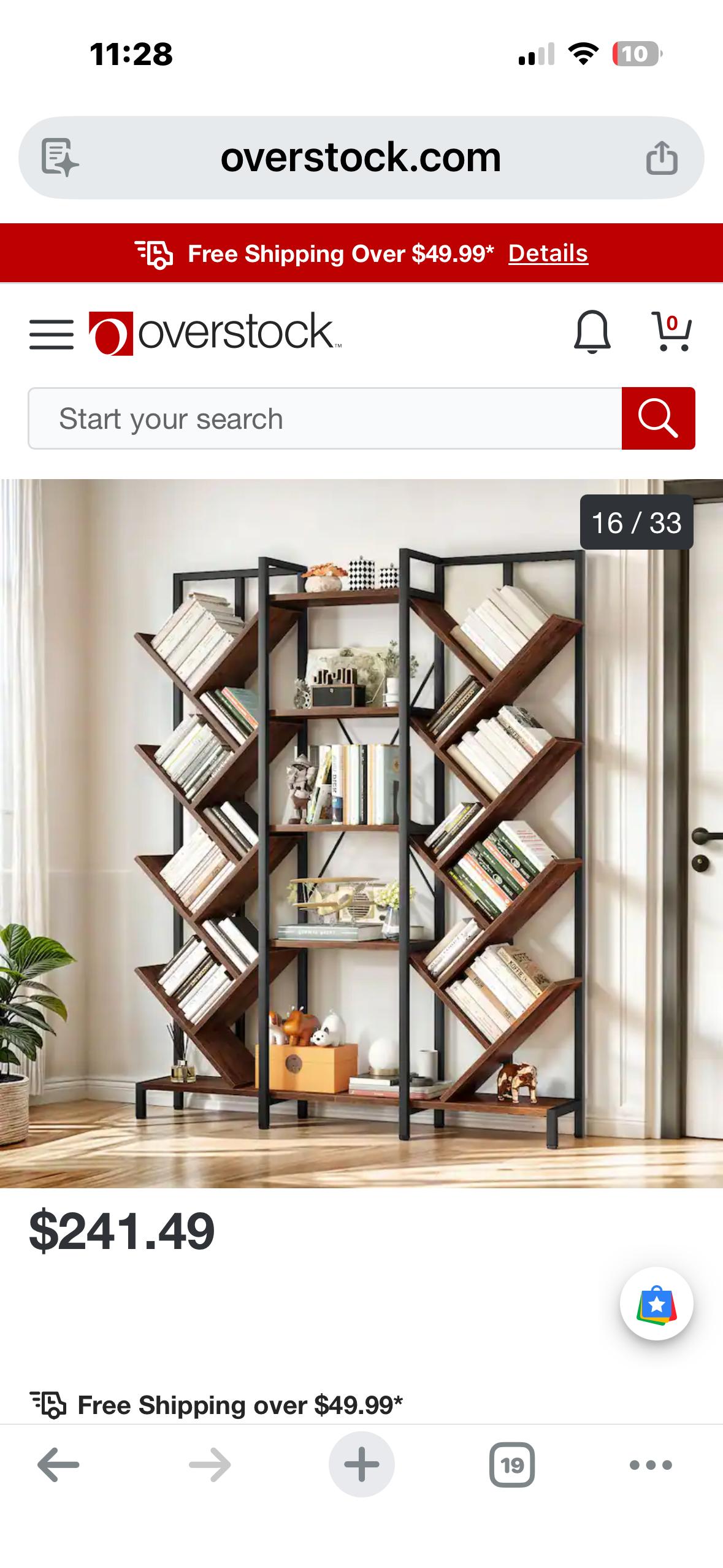Moasis Wood 5-Tier Large Tree Bookshelf Industrial Open Etagere Bookcase - Black  (L1165)