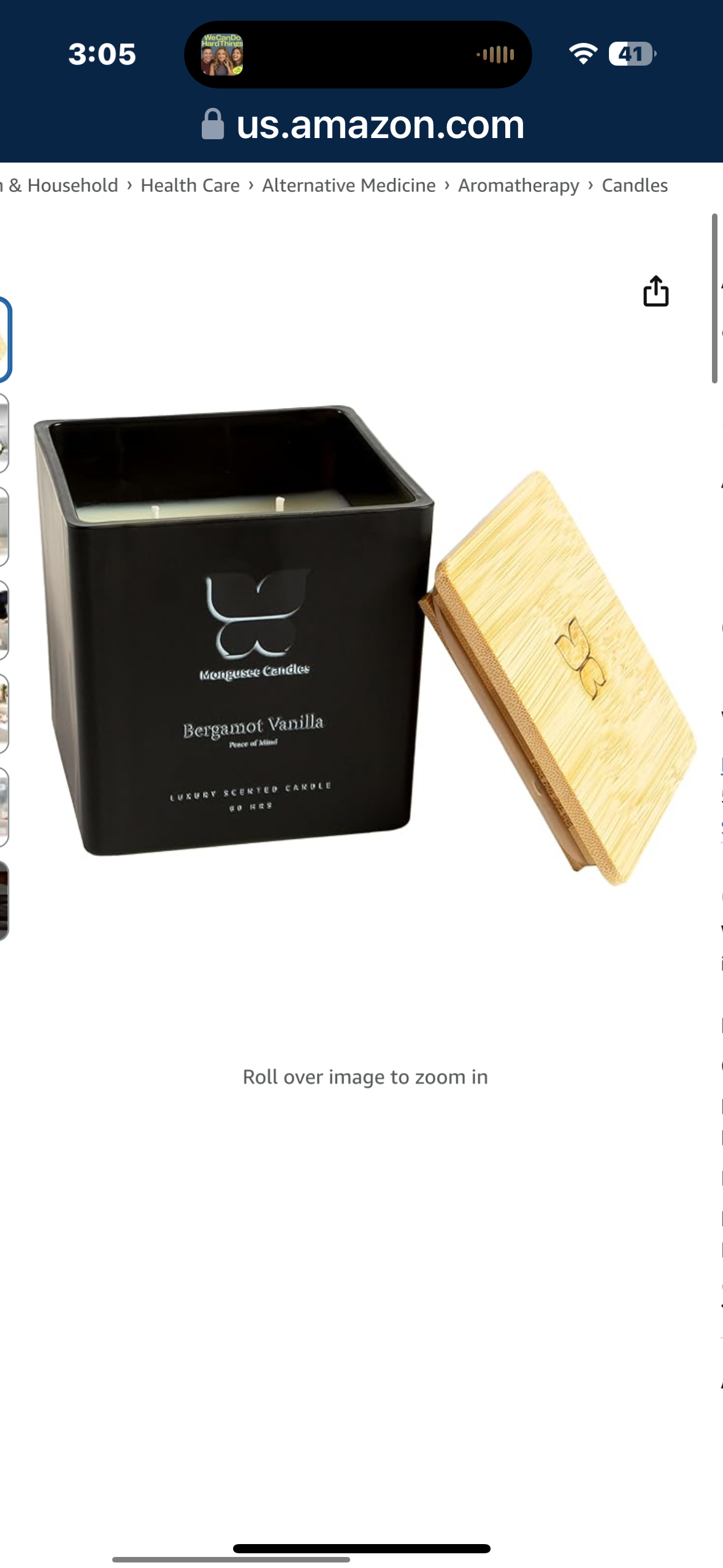 Aromatherapy and Scented Candle, Serenity + Calm/Bergamot Lavender or Baltic Amber, Stress Relief and Luxury Container/Bamboo Lid/Home & Bedroom Gift for Women