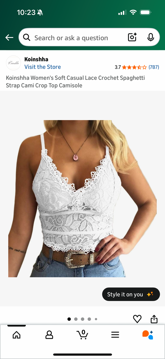 Women's Soft Casual Lace Crochet Camisole (Size Large)
