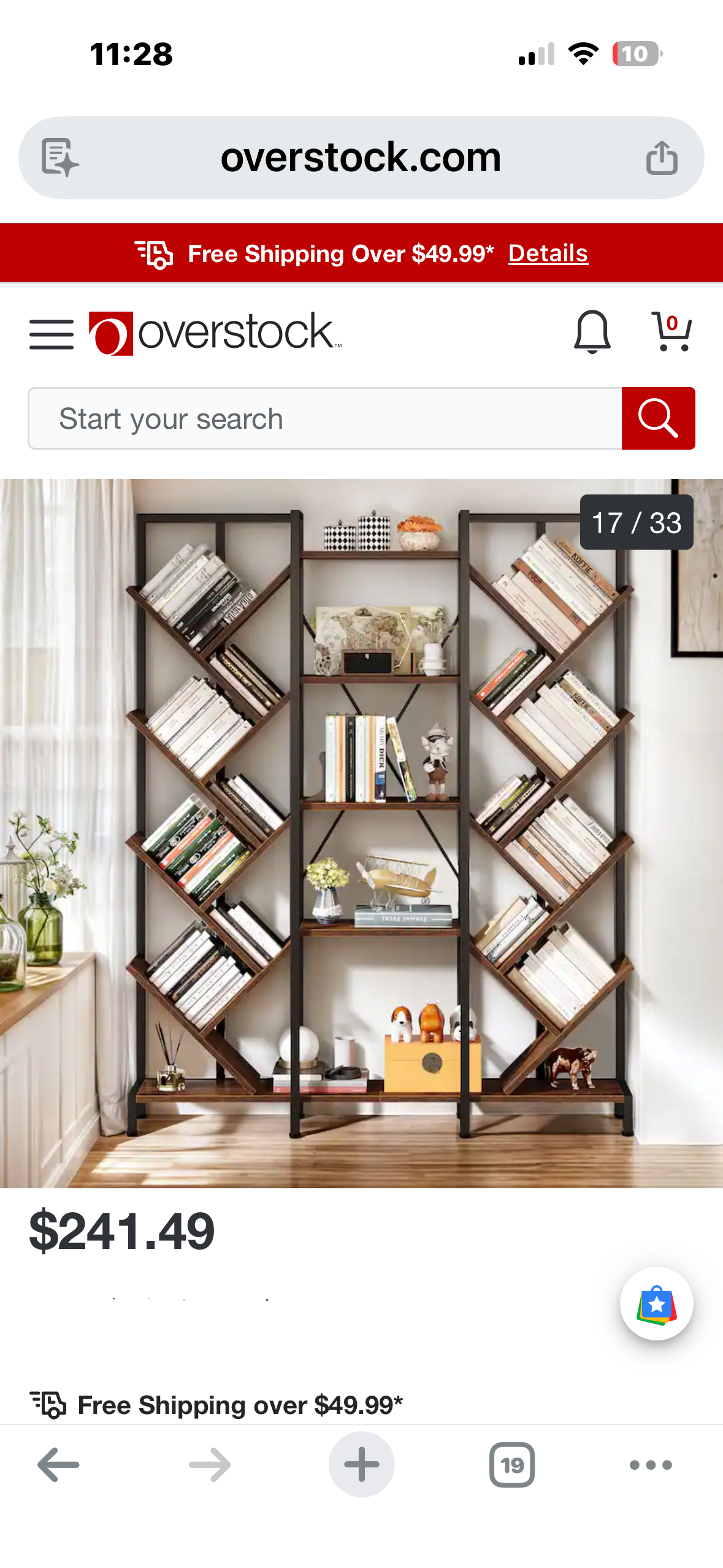 Moasis Wood 5-Tier Large Tree Bookshelf Industrial Open Etagere Bookcase - Black  (L1165)