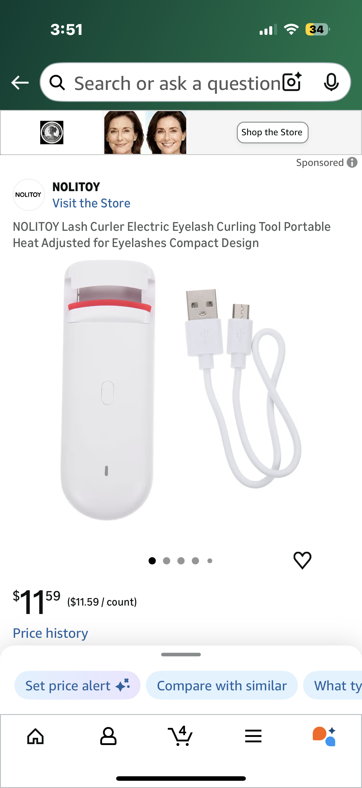 Lash Curler Electric Eyelash Curling Tool Portable Heat Adjusted for Eyelashes Compact Design