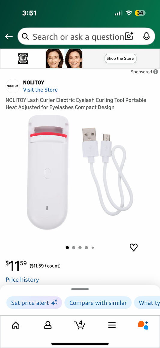 Lash Curler Electric Eyelash Curling Tool Portable Heat Adjusted for Eyelashes Compact Design