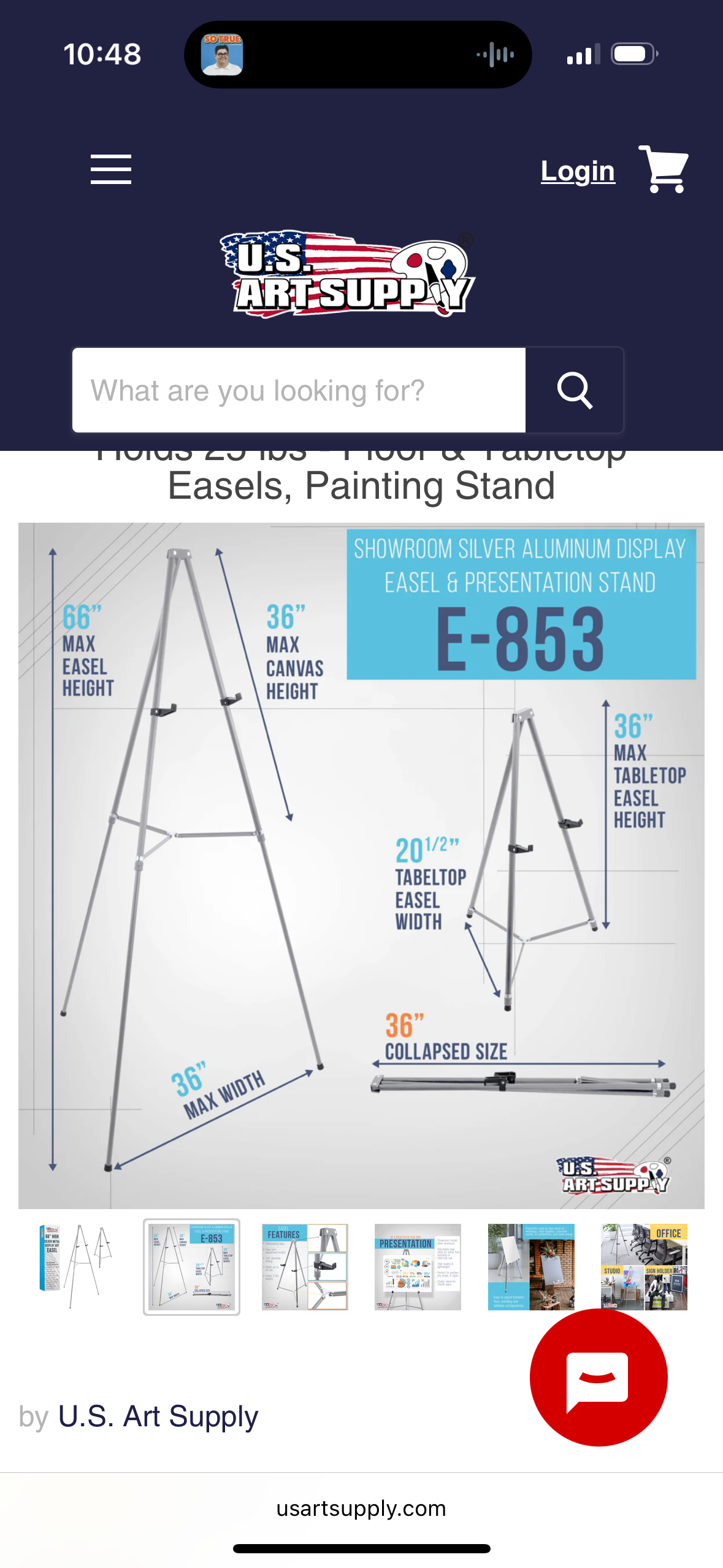 66" High Gallery Silver Metal Display Easel - Large Adjustable Height Portable Easel Stand, Sign Display, Holds 25 lbs - Floor & Tabletop Easels, Painting Stand