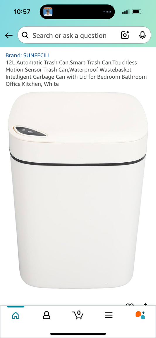 12L Automatic Trash Can,Smart Trash Can,Touchless Motion Sensor Trash Can,Waterproof Wastebasket Intelligent Garbage Can with Lid for Bedroom Bathroom Office Kitchen, White