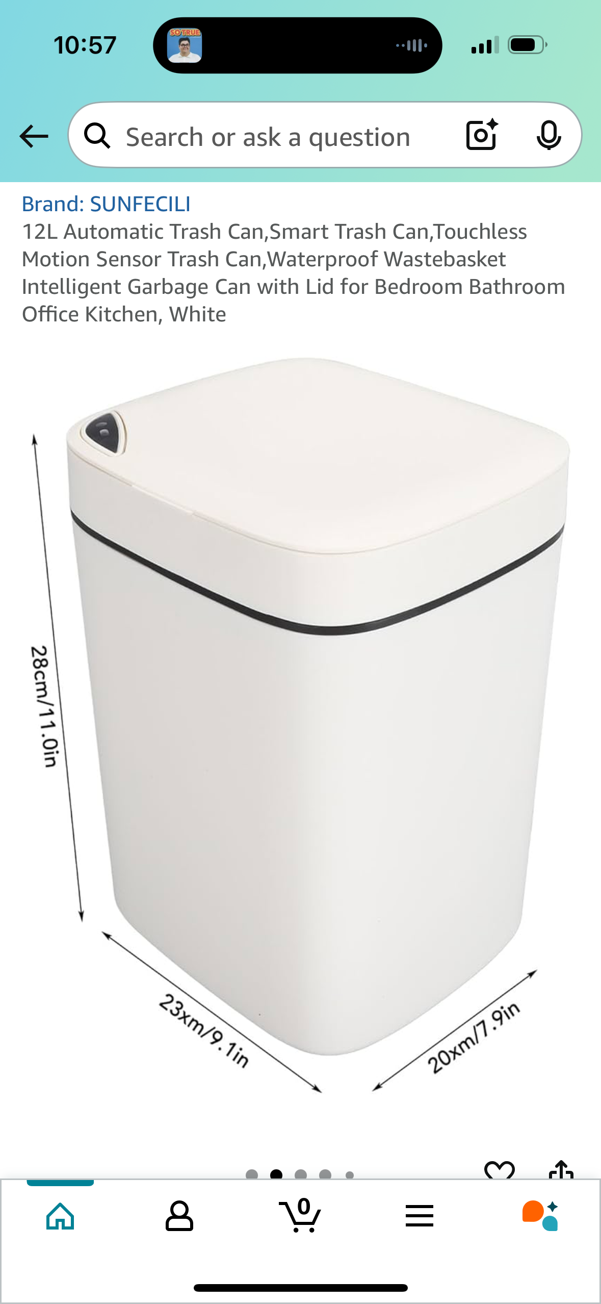 12L Automatic Trash Can,Smart Trash Can,Touchless Motion Sensor Trash Can,Waterproof Wastebasket Intelligent Garbage Can with Lid for Bedroom Bathroom Office Kitchen, White