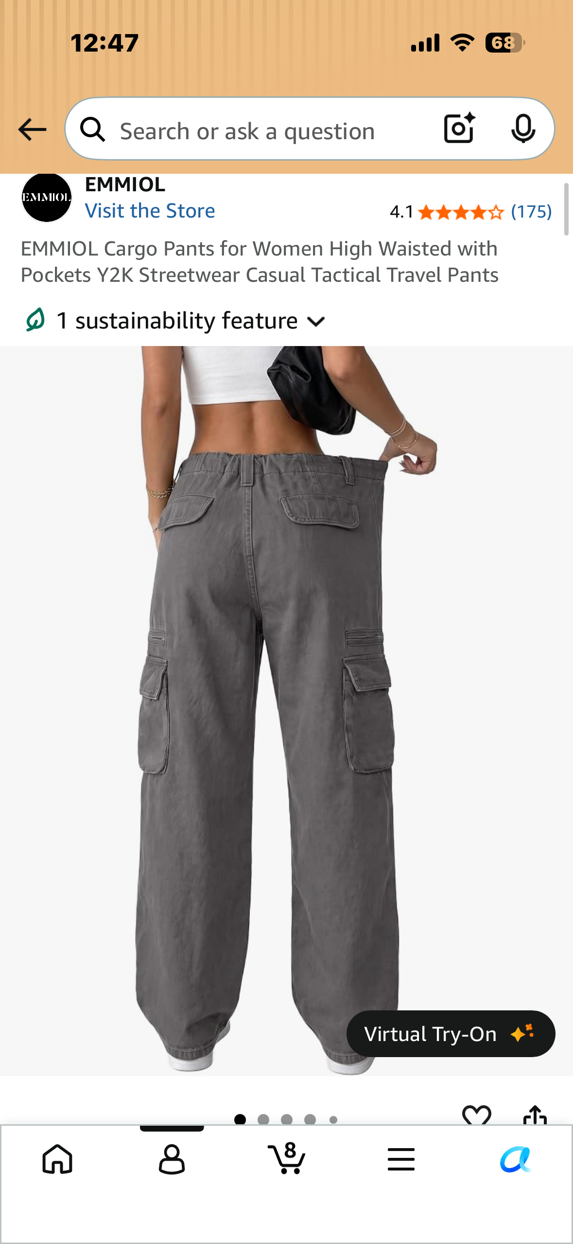 EMMIOL Cargo Pants for Women High Waisted with Pockets Y2K Streetwear Casual Tactical Travel Pants (Size Large)