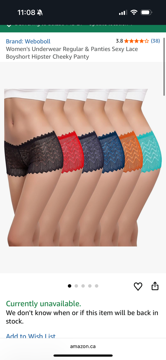 Weboboll Women's Underwear Regular & Panties Sexy Lace Boyshort Hipster Cheeky Panty (Size 2XL)