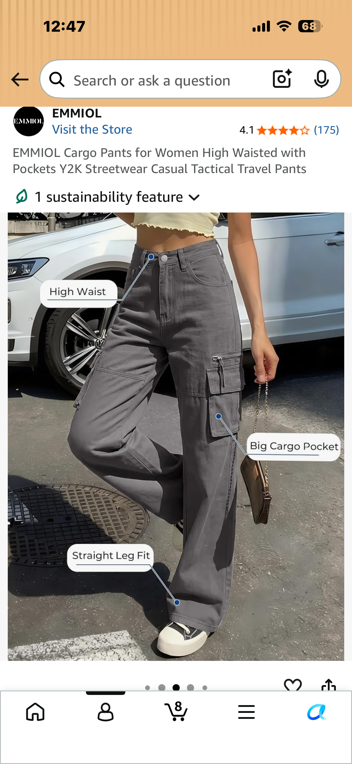 EMMIOL Cargo Pants for Women High Waisted with Pockets Y2K Streetwear Casual Tactical Travel Pants (Size Large)