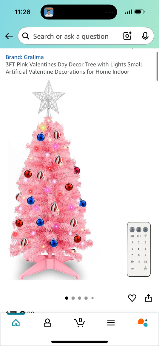3FT Pink Decor Tree with Lights Small Artificial