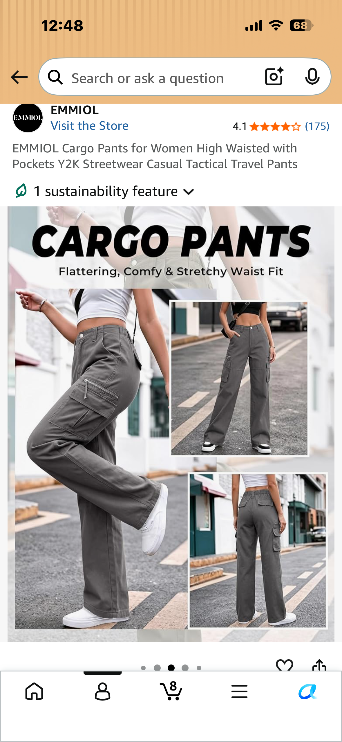 EMMIOL Cargo Pants for Women High Waisted with Pockets Y2K Streetwear Casual Tactical Travel Pants (Size Large)