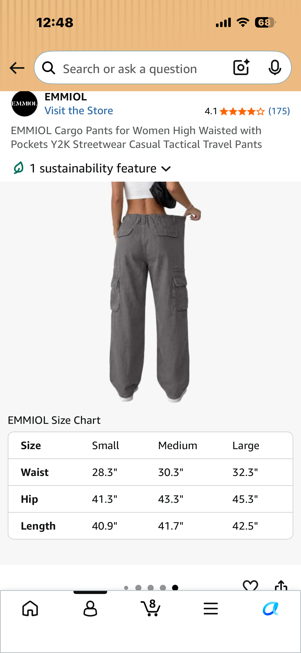EMMIOL Cargo Pants for Women High Waisted with Pockets Y2K Streetwear Casual Tactical Travel Pants (Size Large)