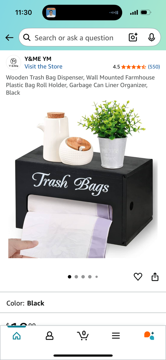 Wooden Trash Bag Dispenser, Wall Mounted Farmhouse Plastic Bag Roll Holder, Garbage Can Liner Organizer