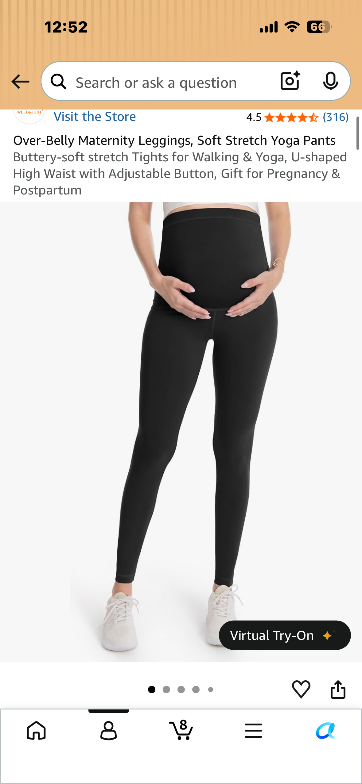 Over‑Belly Maternity Leggings, Soft Stretch Yoga Pants Buttery‑soft stretch Tights for Walking & Yoga, U‑shaped High Waist with Adjustable Button, Gift for Pregnancy & Postpartum, Navy (Size Medium)