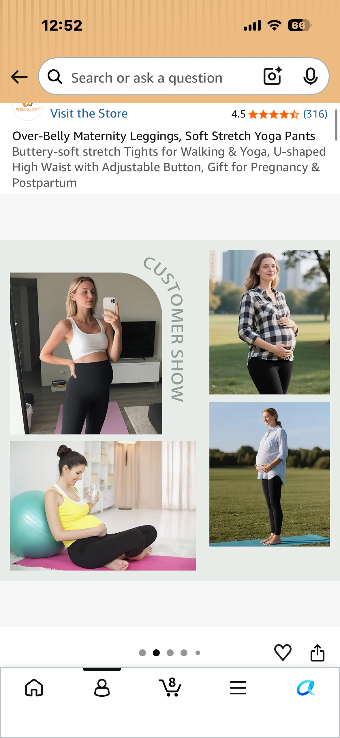 Over‑Belly Maternity Leggings, Soft Stretch Yoga Pants Buttery‑soft stretch Tights for Walking & Yoga, U‑shaped High Waist with Adjustable Button, Gift for Pregnancy & Postpartum, Navy (Size Medium)