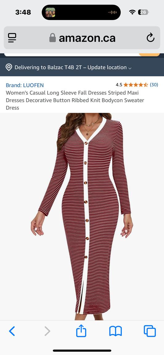 Women's Long Sleeve Fall Maxi Dress (Size Small)