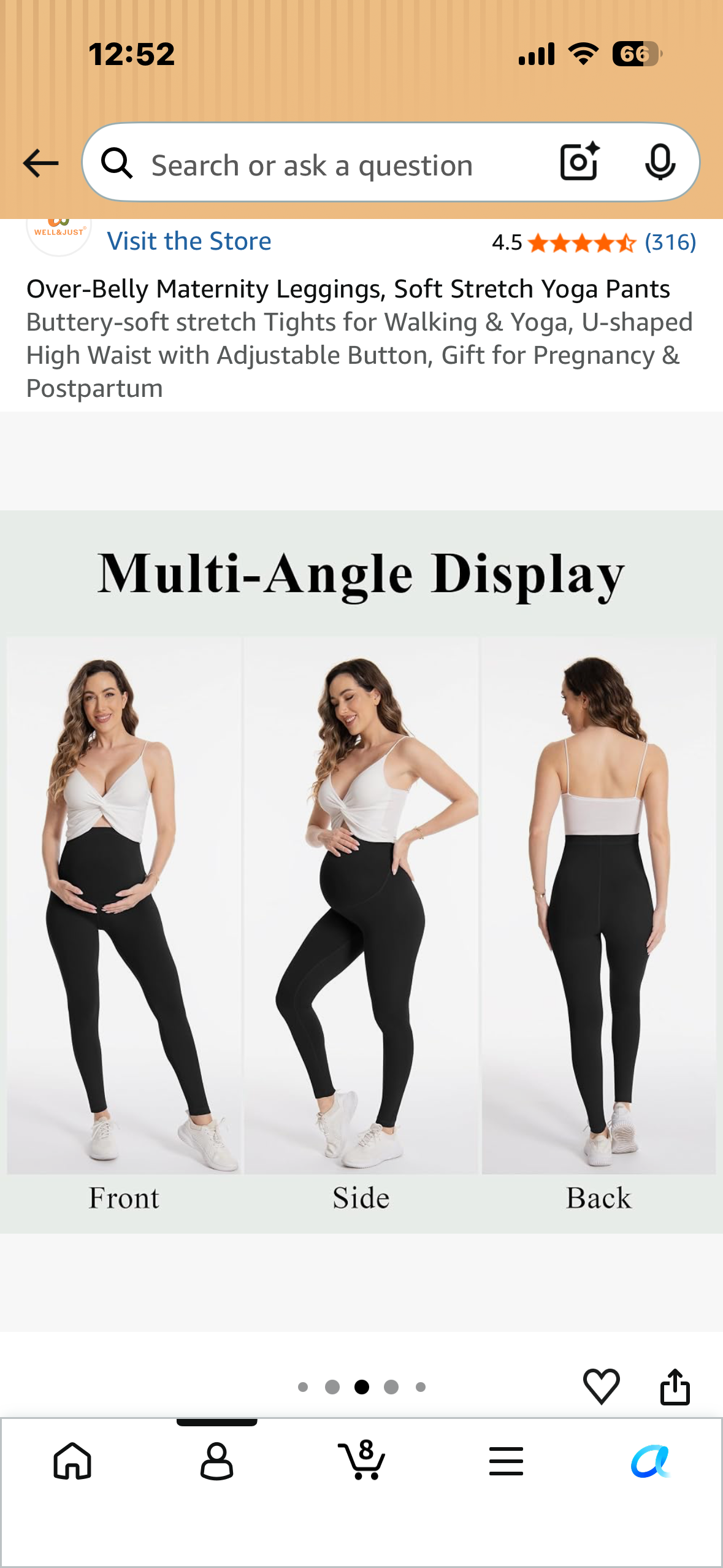Over‑Belly Maternity Leggings, Soft Stretch Yoga Pants Buttery‑soft stretch Tights for Walking & Yoga, U‑shaped High Waist with Adjustable Button, Gift for Pregnancy & Postpartum, Navy (Size Medium)