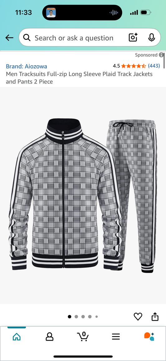 Men’s Zip-Up Tracksuit (Size Large)