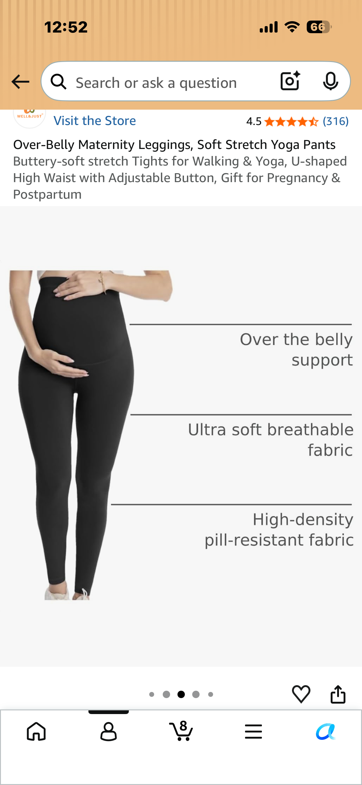 Over‑Belly Maternity Leggings, Soft Stretch Yoga Pants Buttery‑soft stretch Tights for Walking & Yoga, U‑shaped High Waist with Adjustable Button, Gift for Pregnancy & Postpartum, Navy (Size Medium)