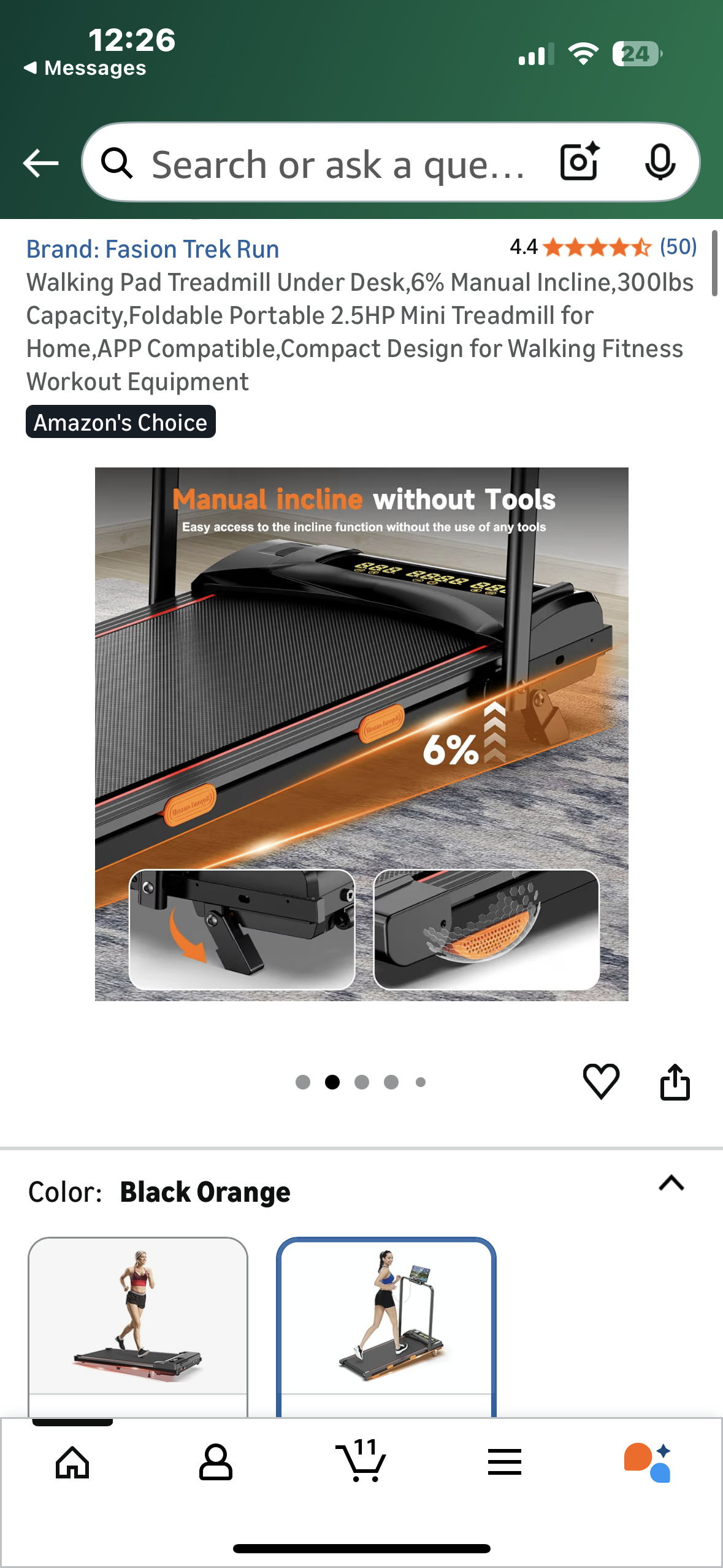 Walking Pad, 6% Manual Incline, 300lb Capacity, Foldable, Portable 2.5HP Mini Treadmill for Home, Office, Compact Design for Walking Fitness, Workout (W538)