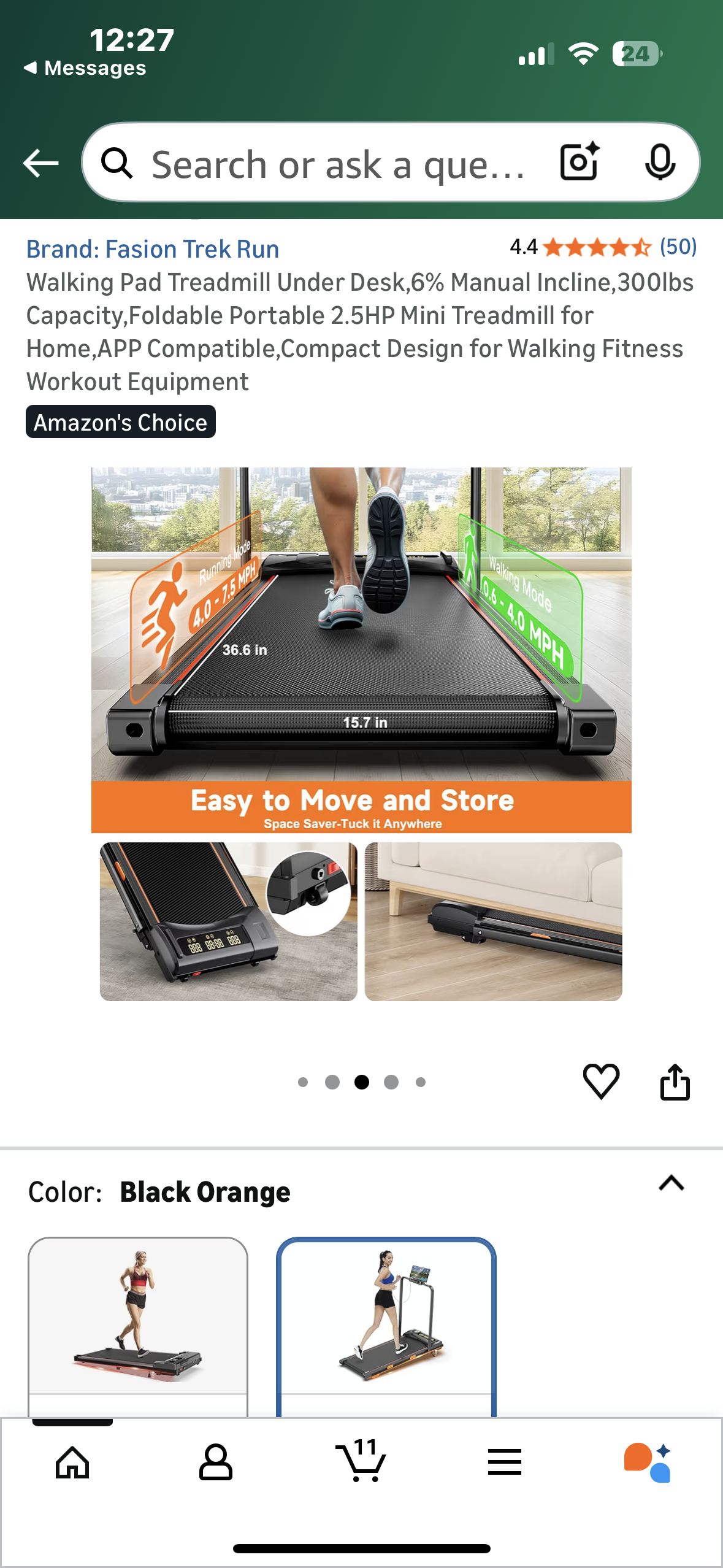 Walking Pad, 6% Manual Incline, 300lb Capacity, Foldable, Portable 2.5HP Mini Treadmill for Home, Office, Compact Design for Walking Fitness, Workout (W538)