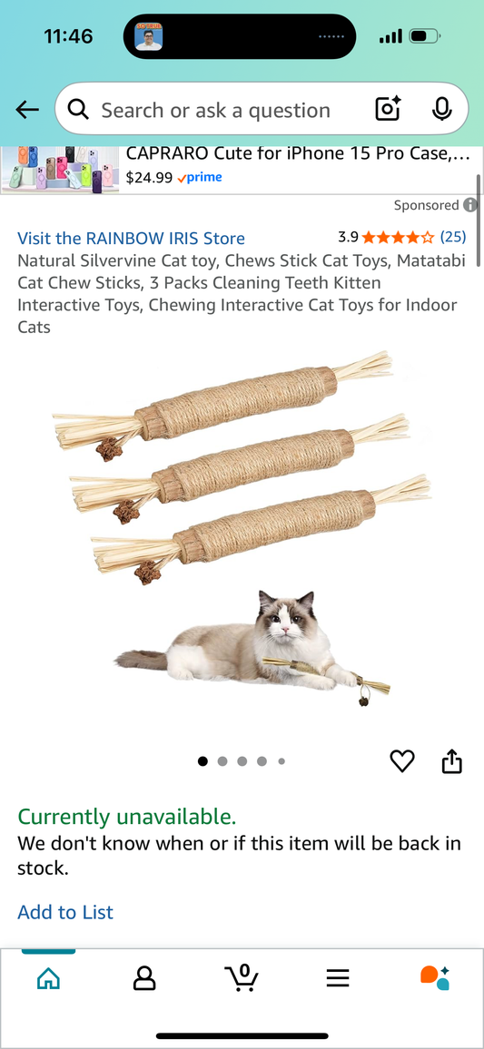 Natural Silvervine Cat toy, Chews Stick Cat Toys, Matatabi Cat Chew Sticks, 3 Packs Cleaning Teeth Kitten Interactive Toys, Chewing Interactive Cat Toys for Indoor Cats