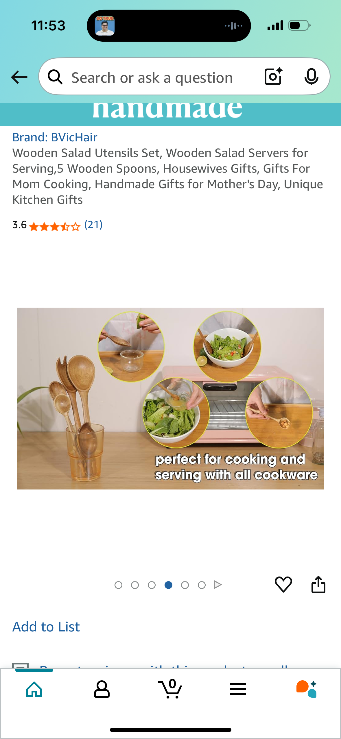 Wooden Salad Utensils Set, Wooden Salad Servers for Serving,5 Wooden Spoons, Housewives Gifts, Gifts For Mom Cooking, Handmade Gifts for Mother's Day, Unique Kitchen Gifts