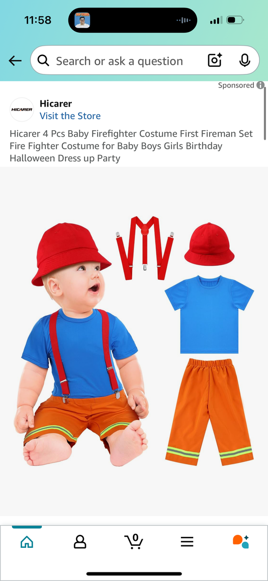 4 Pcs Child Firefighter Costume (Size 6T)