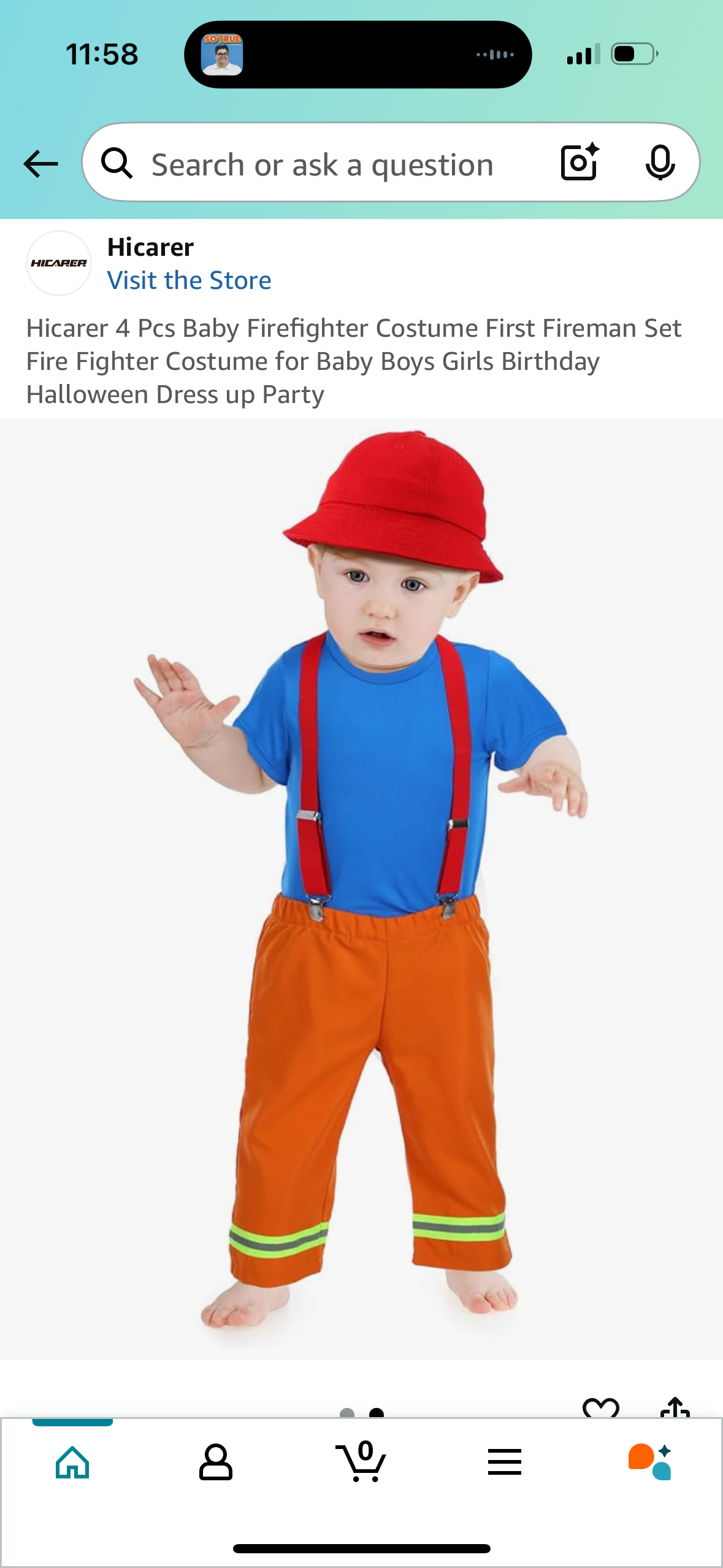 4 Pcs Child Firefighter Costume (Size 6T)