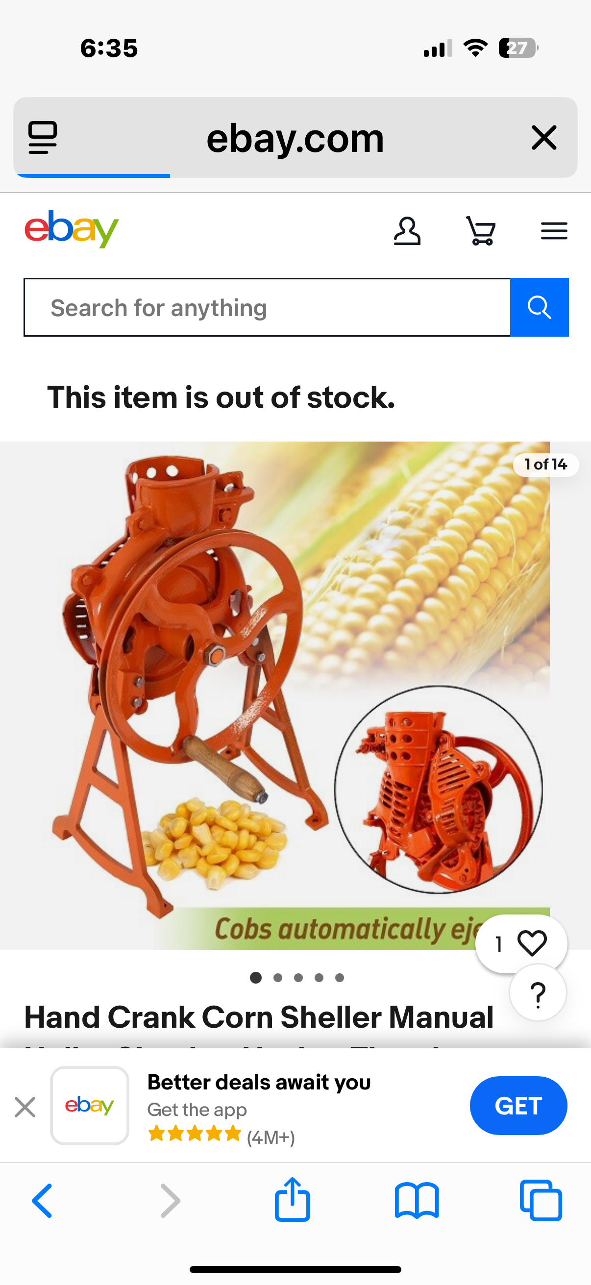 Hand Crank Corn Sheller Huller Shucker Husker Thresher Threshing Stripping