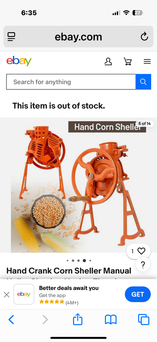 Hand Crank Corn Sheller Huller Shucker Husker Thresher Threshing Stripping