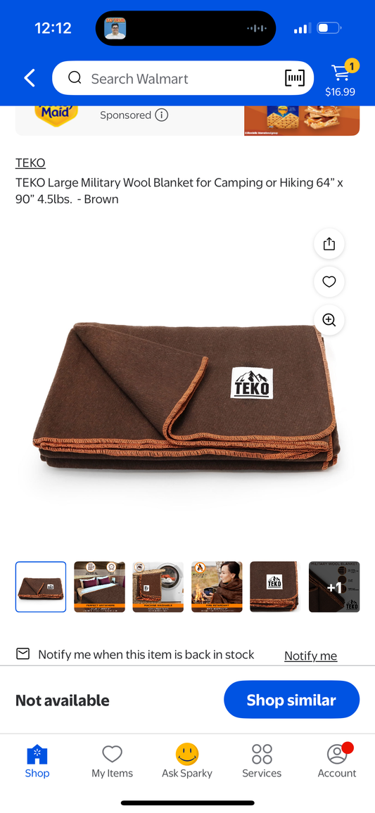 TEKO Large Military Wool Blanket for Camping or Hiking 64” x 90” 4.5lbs.  - Brown