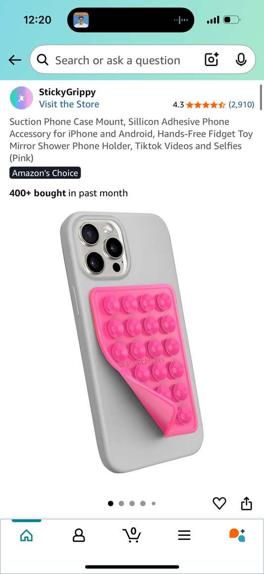 Suction Phone Case Mount, Sillicon Adhesive Phone Accessory for iPhone and Android, Hands-Free Fidget Toy Mirror Shower Phone Holder, Tiktok Videos and Selfies (Pink)