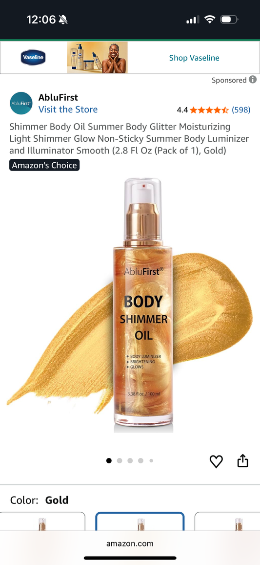 Shimmer Body Oil Summer Body Glitter Moisturizing Light Shimmer Glow Non-Sticky Summer Body Luminizer and Illuminator Smooth (2.8 Fl Oz (Pack of 1), Gold)