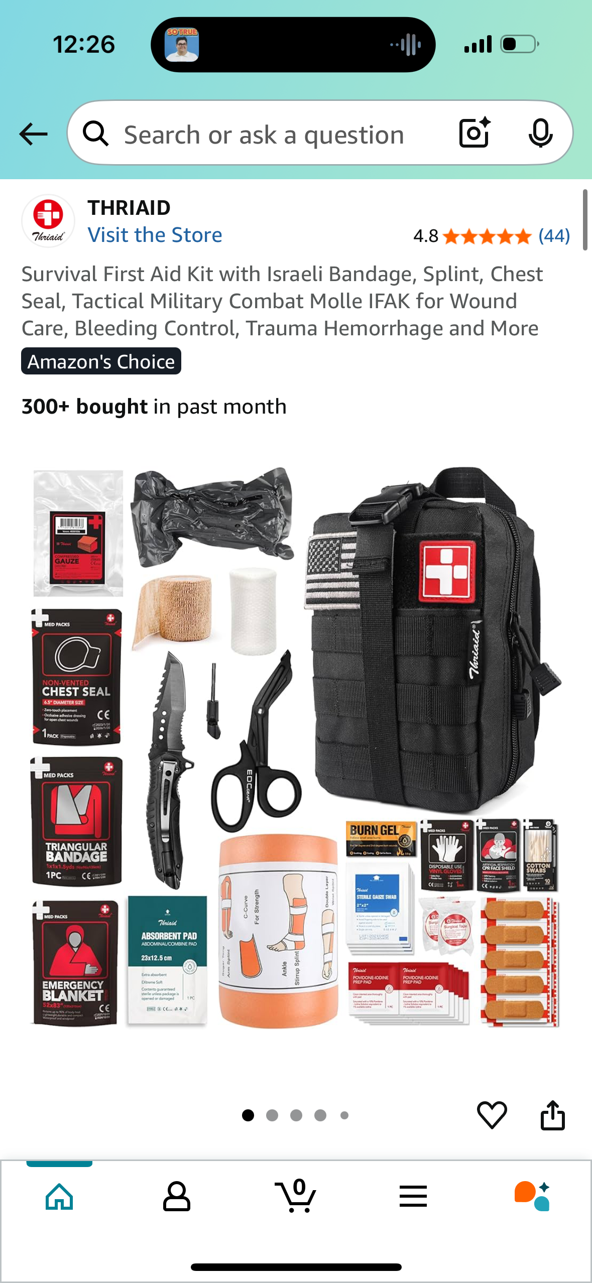 Survival First Aid Kit with Bandage, Splint, Chest Seal, Tactical Military Combat Molle IFAK for Wound Care, Bleeding Control, Trauma Hemorrhage and More