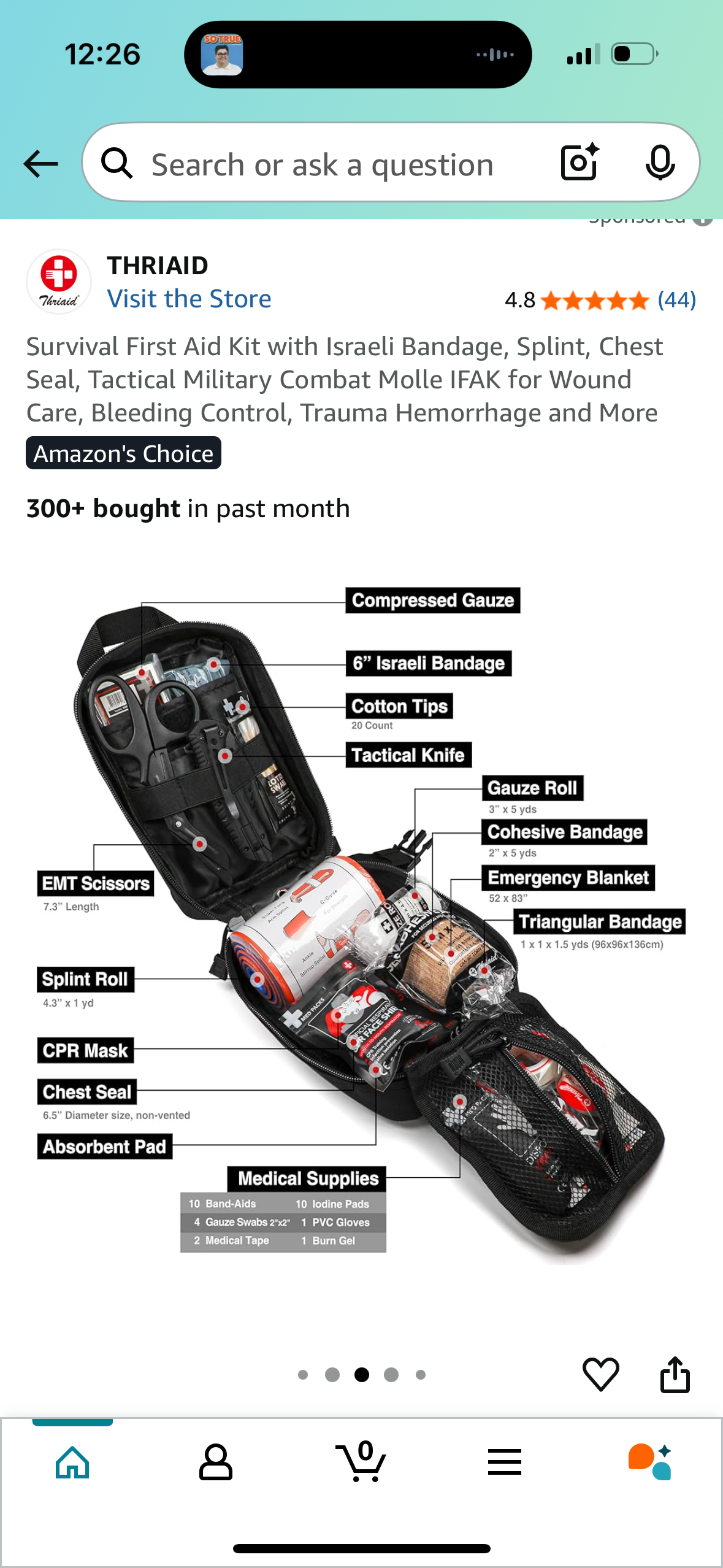 Survival First Aid Kit with Bandage, Splint, Chest Seal, Tactical Military Combat Molle IFAK for Wound Care, Bleeding Control, Trauma Hemorrhage and More
