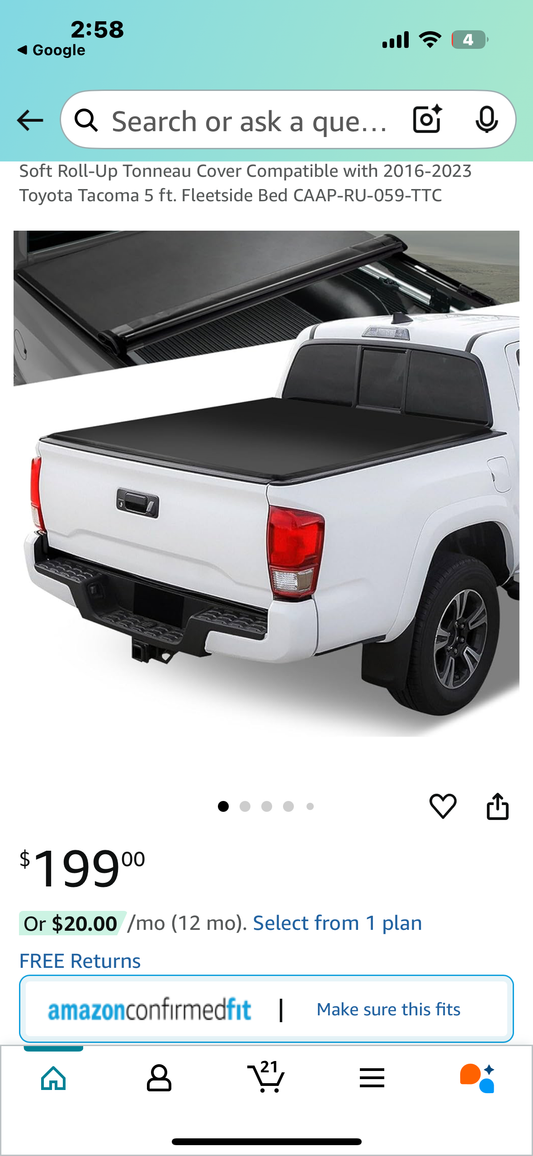 New - Calffree Soft Roll Up Truck Bed Cover Compatible with 2016-2023 Toyota Tacoma | 5' (60") Bed Black (G745)