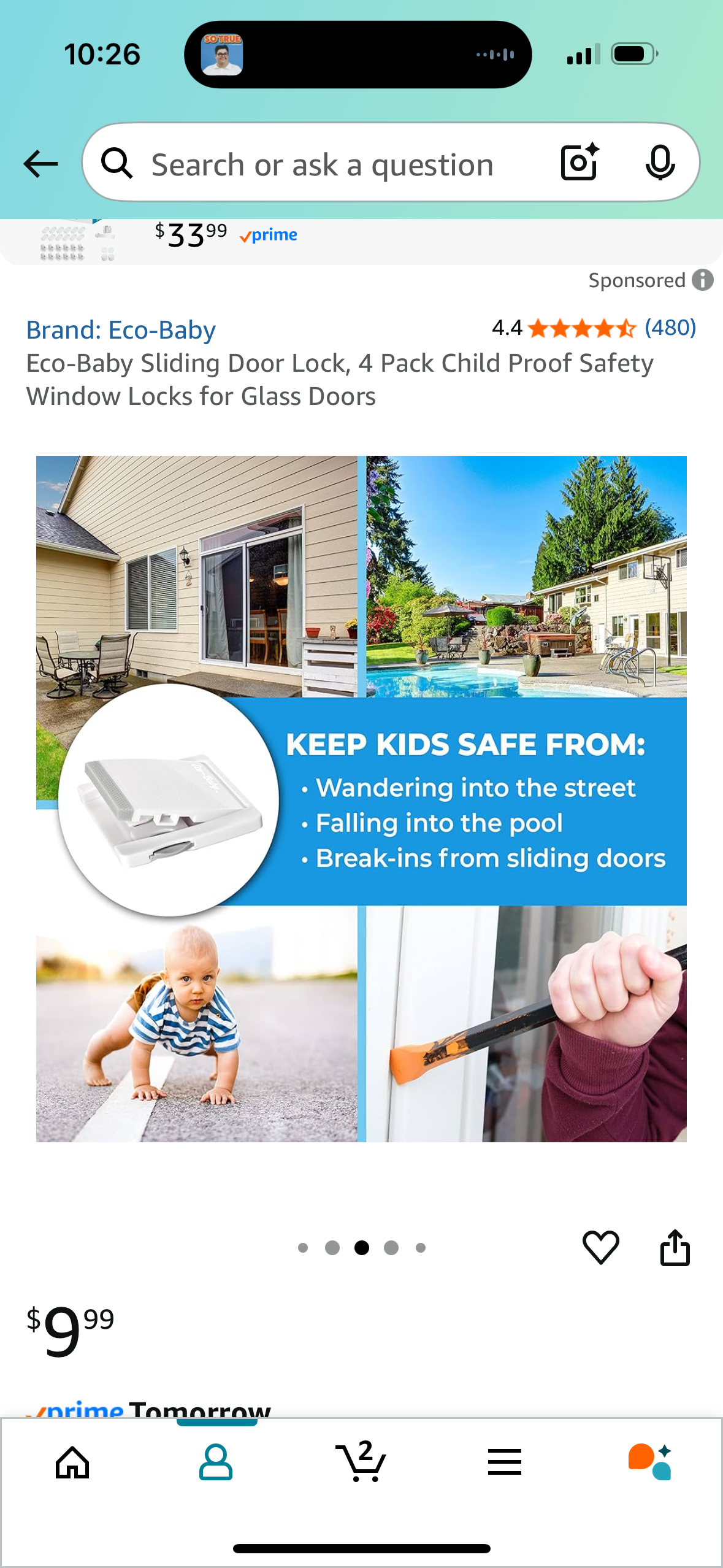 Eco-Baby Sliding Door Lock, 4 Pack Child Proof Safety Window Locks for Glass Doors