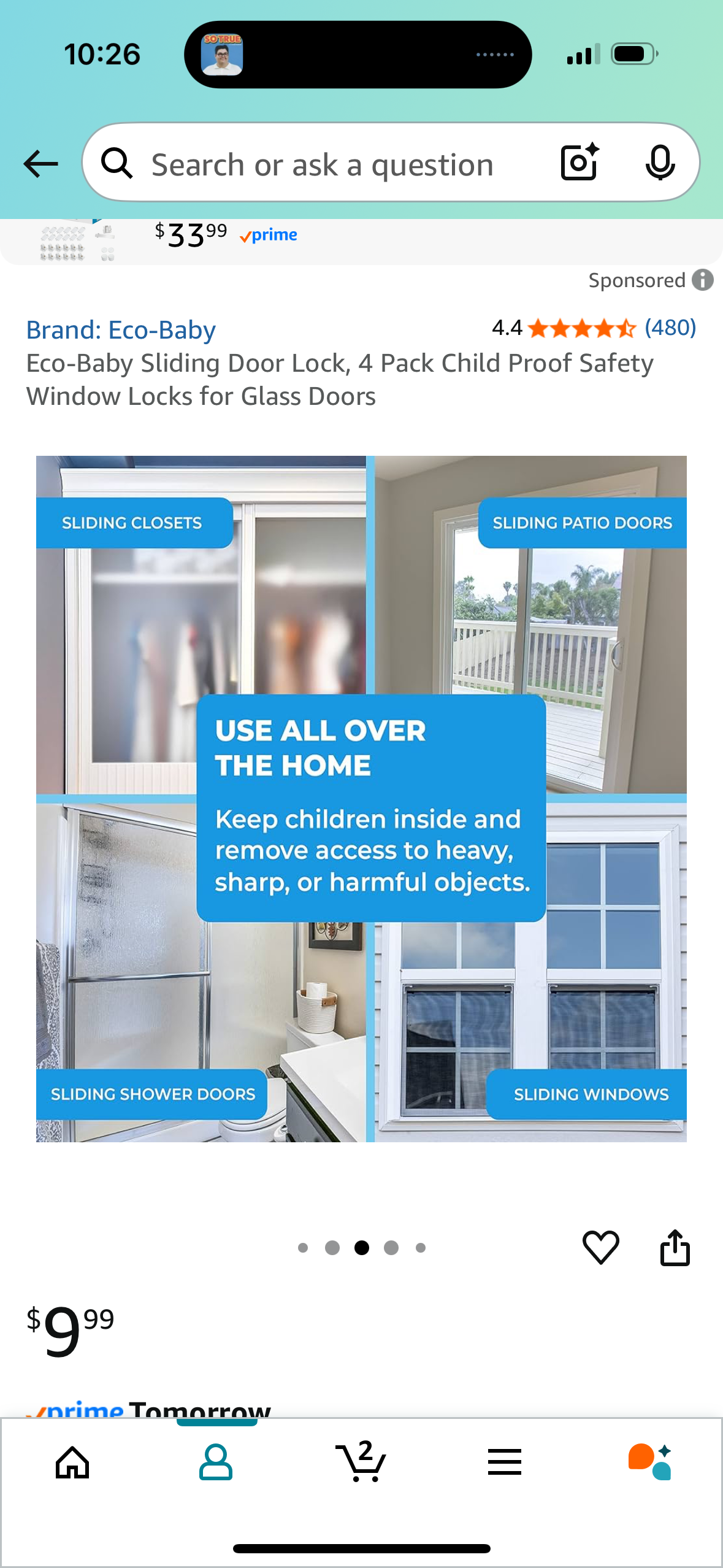 Eco-Baby Sliding Door Lock, 4 Pack Child Proof Safety Window Locks for Glass Doors