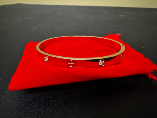 Cartier Bracelet Dupe - Women's Stainless Steel Cross Bracelet Jewelry Crystal Bracelet With Cube Zircon Hinge Jewelry oval Bangle Christmas Valentines Birthday Gifts for Women (Rose Gold)